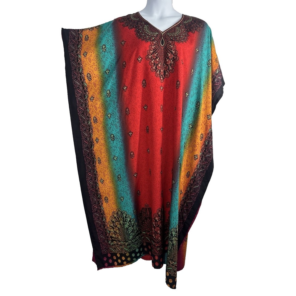 VTG Bright Sante Boho Caftan Kaftan Mumu Dress Mrs. Roper